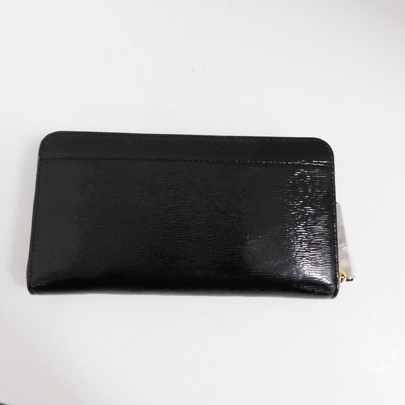 New Kate Spade Lacey Cobble Hill Black Patent Leather Zip Around Clutch Wallet - Picture 4 of 4